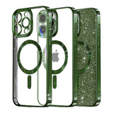 Husa de protectie Techsuit Luxury Glitter MagSafe compatibil cu iPhone 16 Pro Max, Deep Green