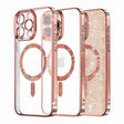 Husa de protectie Techsuit Luxury Glitter MagSafe compatibil cu iPhone 16 Pro, Roz Auriu