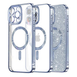 Husa de protectie Techsuit Luxury Glitter MagSafe compatibil cu iPhone 16 Pro, Albastru Deschis