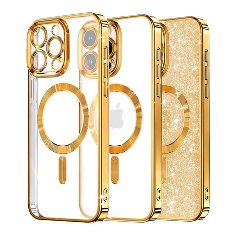 Husa de protectie Techsuit Luxury Glitter MagSafe compatibil cu iPhone 16 Pro, Auriu