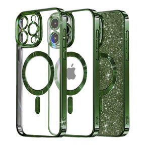 Husa de protectie Techsuit Luxury Glitter MagSafe compatibil cu iPhone 16 Pro, Deep Green