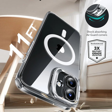 Husa de protectie ESR Classic Hybrid HaloLock Kickstand compatibil cu iPhone 16 Plus, Transparent Black