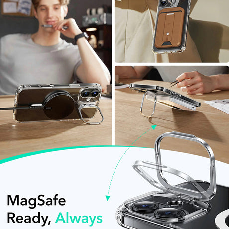 Husa de protectie ESR Classic Hybrid HaloLock Kickstand compatibil cu iPhone 16 Plus, Transparent