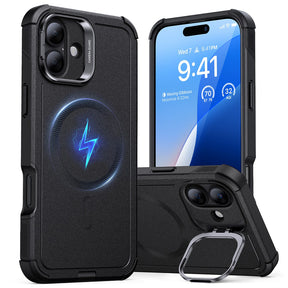 Husa de protectie ESR Cyber Armor Kickstand compatibil cu iPhone 16 Plus, Negru