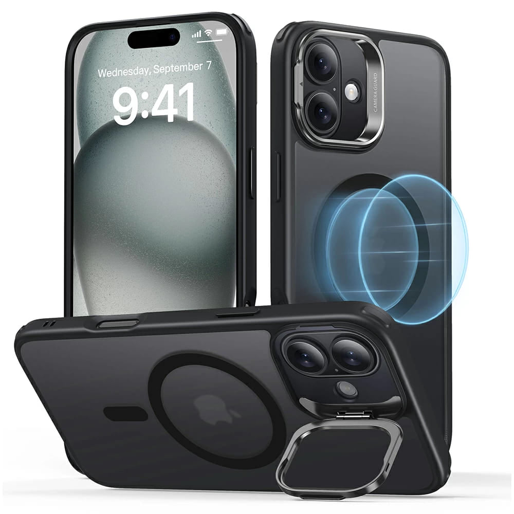 Husa de protectie ESR Classic Hybrid HaloLock Kickstand compatibil cu iPhone 16, Negru Mat