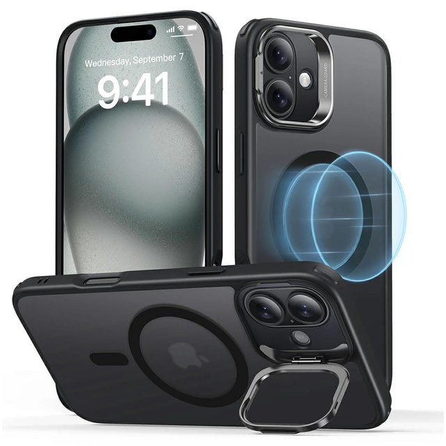 Husa de protectie ESR Classic Hybrid HaloLock Kickstand compatibil cu iPhone 16, Negru Mat