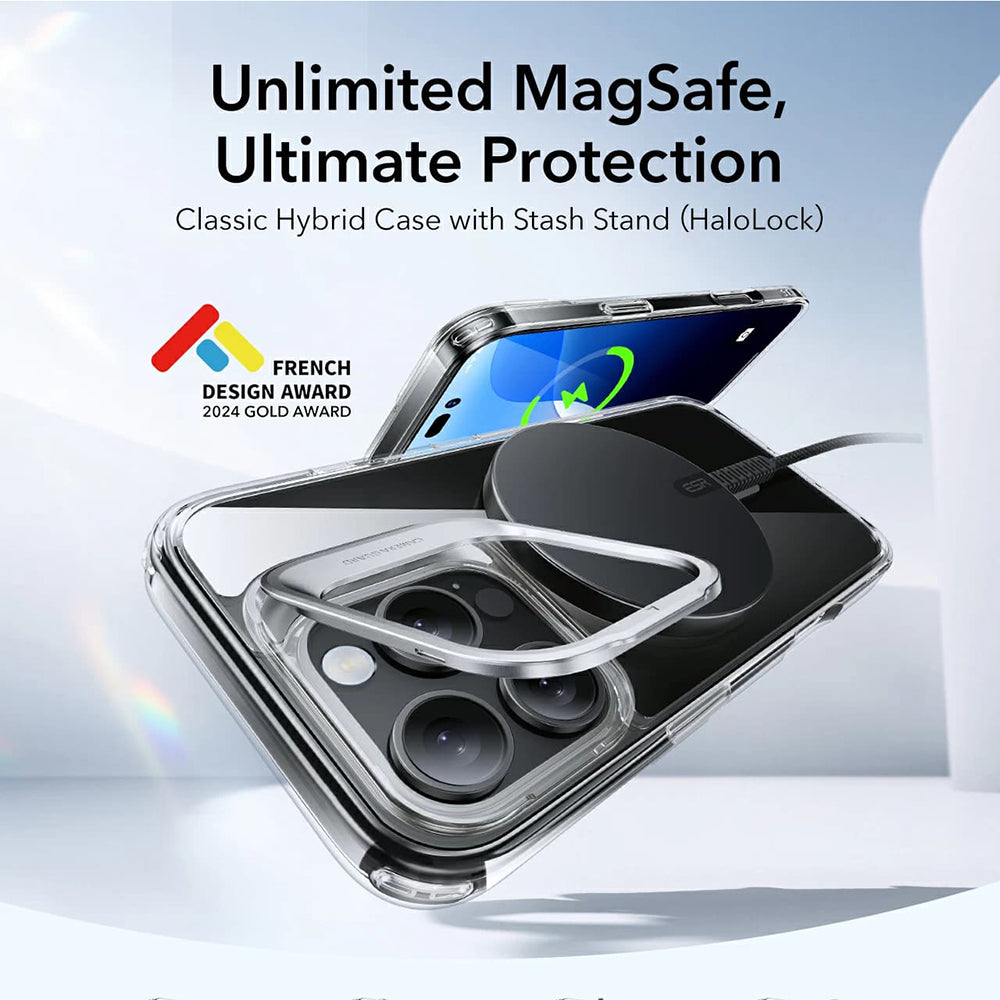 Husa de protectie ESR Classic Hybrid HaloLock Kickstand compatibil cu iPhone 16 Pro, Negru Mat