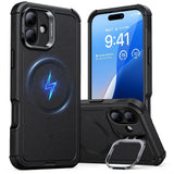 Husa de protectie ESR Cyber Armor Kickstand compatibil cu iPhone 16, Negru