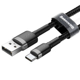 Cablu Baseus Cafule (CATKLF-UG1), USB to Type-C, 2A, 3m, Gri Black