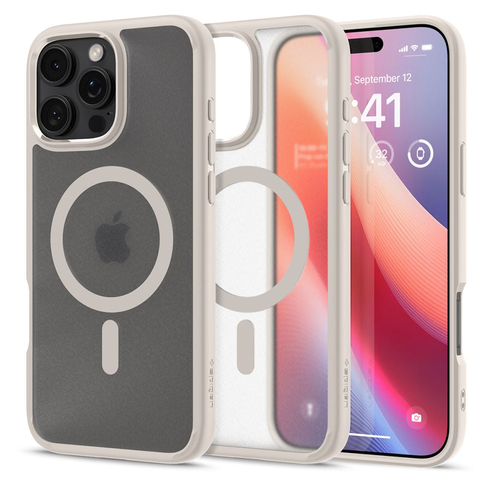 Husa de protectie Spigen Ultra Hybrid MagSafe (ACS08382) compatibil cu iPhone 16 Pro Max, Frost Natural Titanium