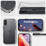 Husa de protectie Spigen Liquid Crystal Glitter (ACS08192) compatibil cu iPhone 16, Crystal Quartz