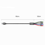 Cablu Baseus (CA1T4-B01), USB-Lightning/2xType-C/Micro-USB, 3.5A, 1.2m, Negru