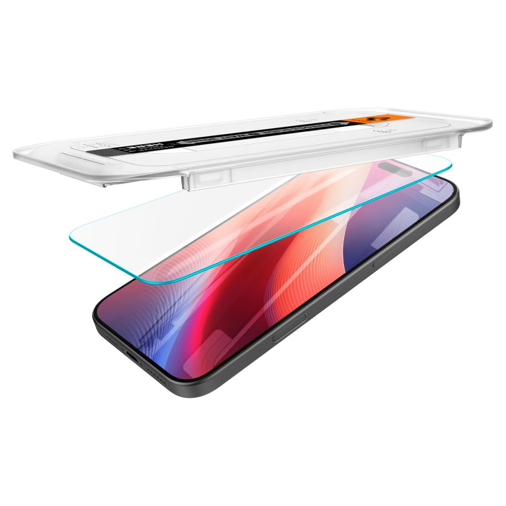 Folie de protectie Spigen (set de 2) Glas.tR EZ-FIT (AGL07928) compatibil cu iPhone 16 Pro / iPhone 17 / iPhone 17 Pro, Transparent