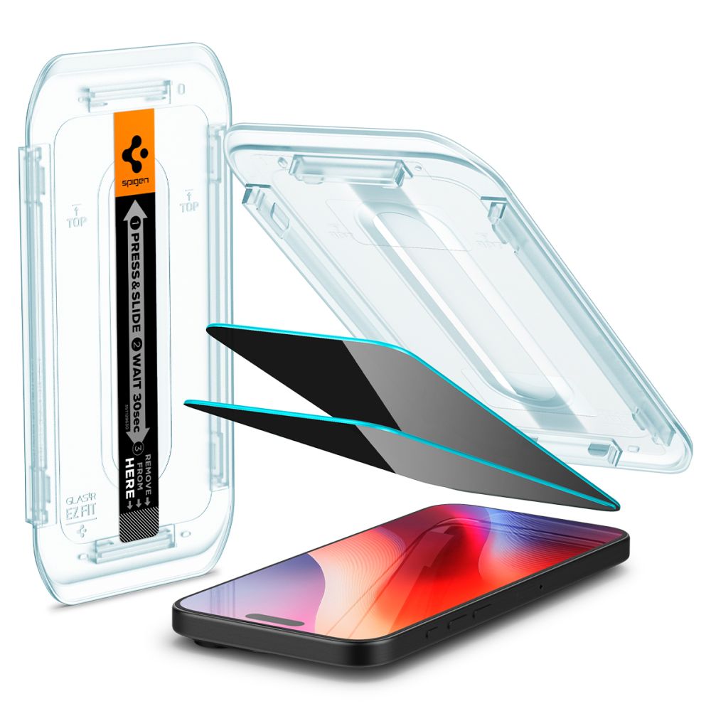 Folie de protectie Spigen (set de 2) Glas.tR EZ-FIT (AGL07908) compatibil cu iPhone 16 Pro Max / iPhone 17 Pro Max, Privacy