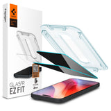 Folie de protectie Spigen (set de 2) Glas.tR EZ-FIT (AGL07929) compatibil cu iPhone 16 Pro / iPhone 17 / iPhone 17 Pro, Privacy