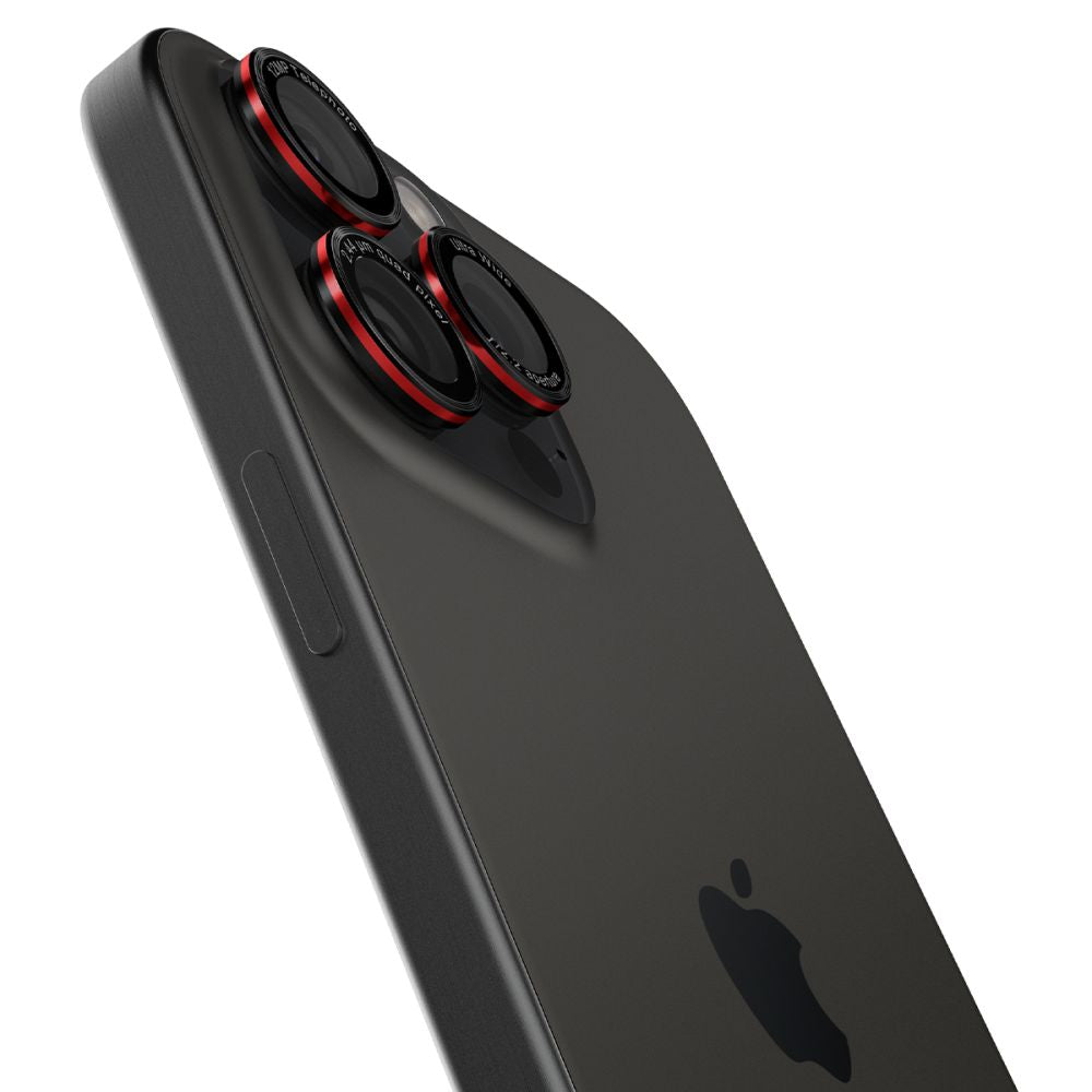 Folie de protectie Spigen (set de 2) Optik.tR EZ Fit Pro Camera Glass (AGL05217) compatibil cu iPhone 14 Pro/Max/15 Pro/Max/16 Pro/Max/17 Pro/Max, Negru