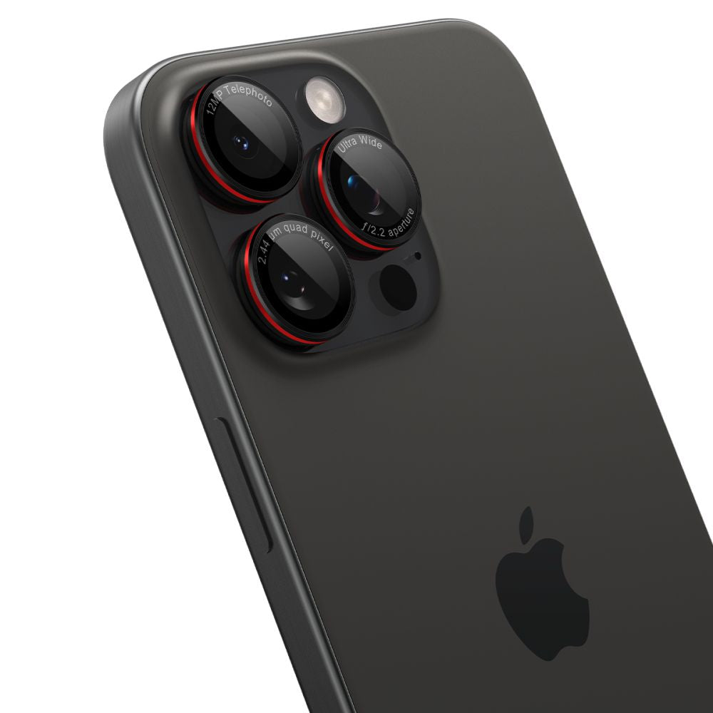 Folie de protectie Spigen (set de 2) Optik.tR EZ Fit Pro Camera Glass (AGL05217) compatibil cu iPhone 14 Pro/Max/15 Pro/Max/16 Pro/Max/17 Pro/Max, Negru