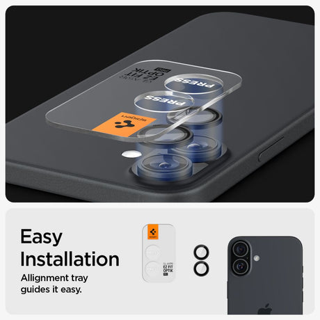 Spigen Optik.tR EZ Fit Pro Camera Glass védőfólia iPhone 17 / iPhone 16 Plus / iPhone 16, fekete