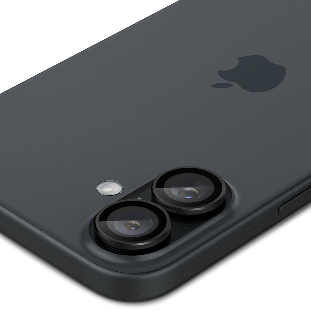 Folie de protectie Spigen (set de 2) Optik.tR EZ Fit Pro Camera Glass (AGL07921) compatibil cu iPhone 17 / iPhone 16 Plus / iPhone 16, Negru
