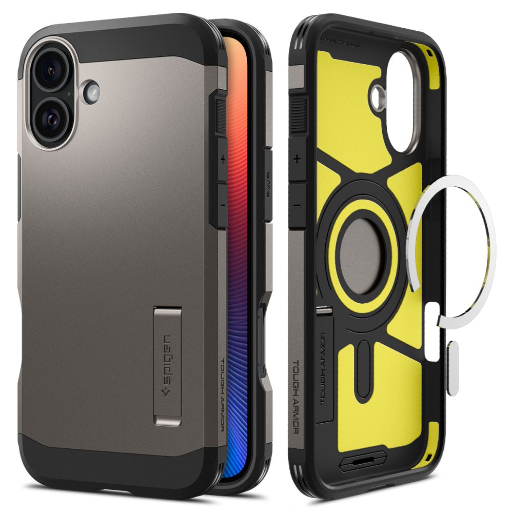 Husa de protectie Spigen Tough Armor MagSafe (ACS08215) compatibil cu iPhone 16, Gunmetal
