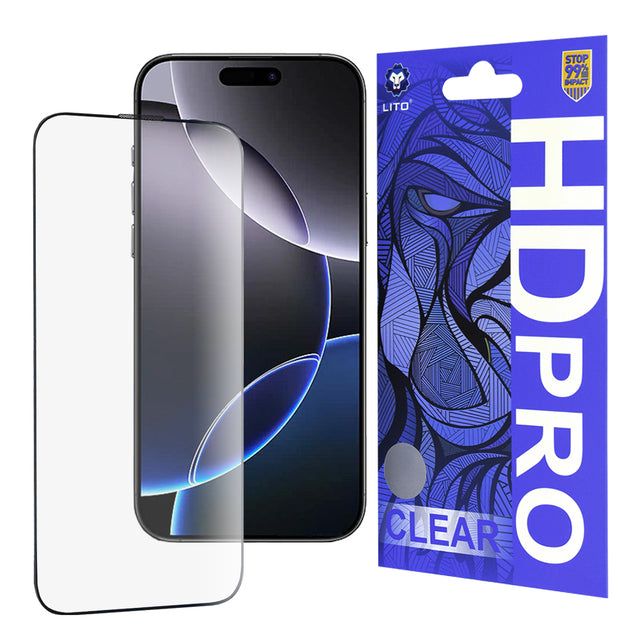 Folie de protectie Lito HD Pro Clear compatibil cu iPhone 16 Pro Max, Negru