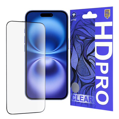 Folie de protectie Lito HD Pro Clear compatibil cu iPhone 16, Negru