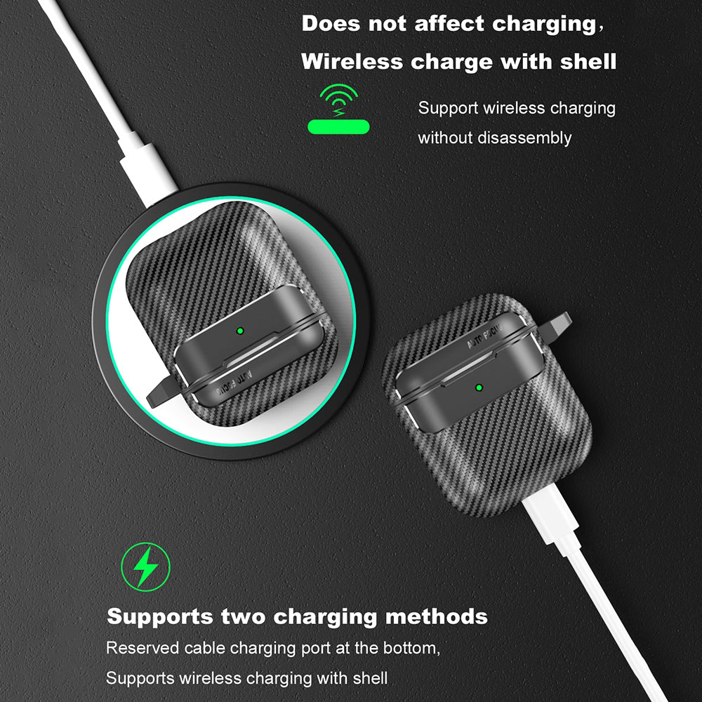 Casti Techsuit CarbonFiber, for AirPods 1 / 2, Negru