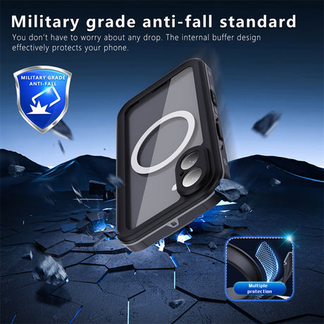 Husa de protectie ShellBox Waterproof IP68 compatibil cu iPhone 16, Negru