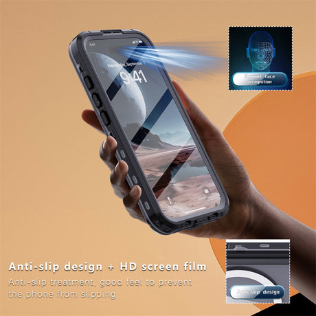 Husa de protectie ShellBox Waterproof IP68 compatibil cu iPhone 16, Negru