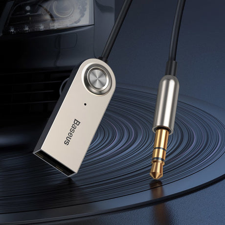 Gadget Baseus Wireless Audio Receiver BA01 (CABA01-01), Jack 3.5mm to Car Auxiliary, USB, Bluetooth 5.0, Zinc Alloy, Negru