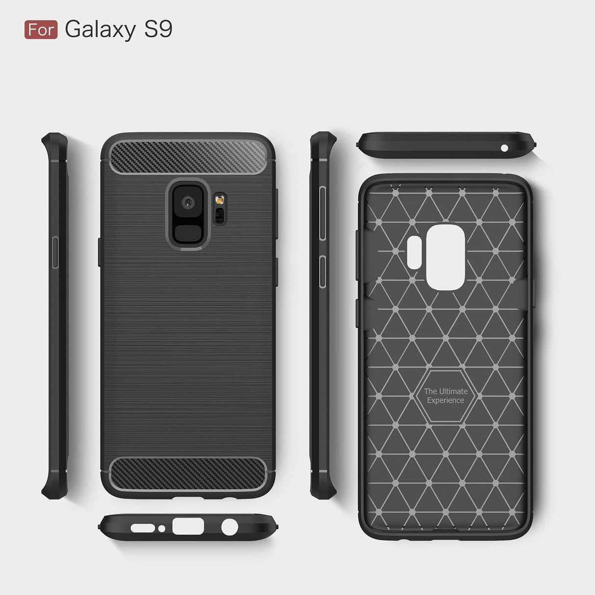 Husa de protectie Techsuit Carbon Silicone compatibil cu Samsung Galaxy S9, Negru