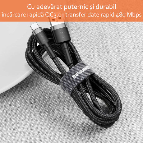 Cablu Baseus Cafule (CATKLF-CG1), USB Type-C, 2A, 2m, Negru