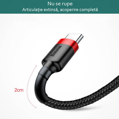 Cablu Baseus Cafule (CATKLF-CG1), USB Type-C, 2A, 2m, Negru