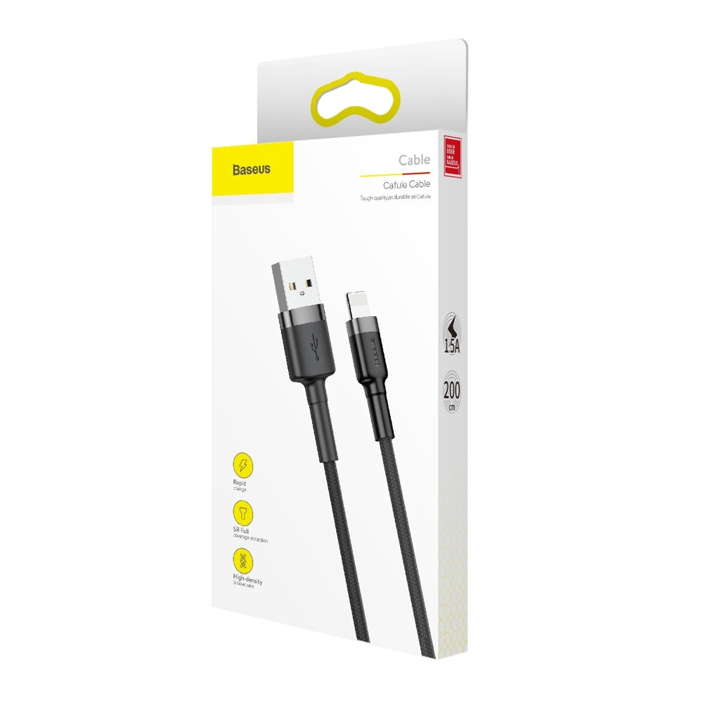 Cablu Baseus Cafule (CALKLF-CG1), USB to Lightning, 1.5A, 2m, Gri Black