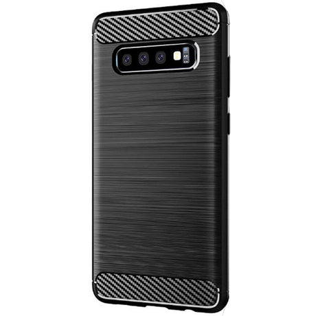 Husa de protectie Techsuit Carbon Silicone compatibil cu Samsung Galaxy S10, Negru