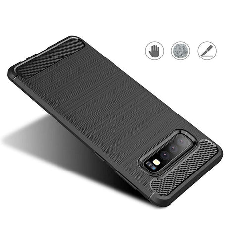 Husa de protectie Techsuit Carbon Silicone compatibil cu Samsung Galaxy S10, Negru
