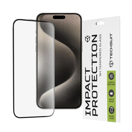 Folie de protectie Techsuit 111D Full Cover / Full Glue Glass compatibil cu iPhone 15 Pro Max, Negru