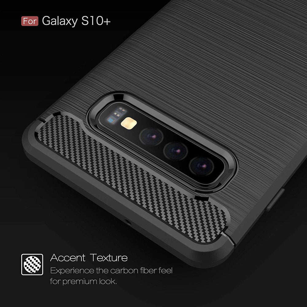 Husa de protectie Techsuit Carbon Silicone compatibil cu Samsung Galaxy S10 Plus, Negru