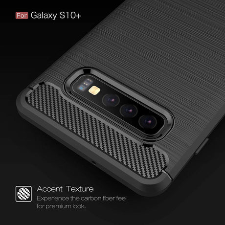 Husa de protectie Techsuit Carbon Silicone compatibil cu Samsung Galaxy S10 Plus, Negru