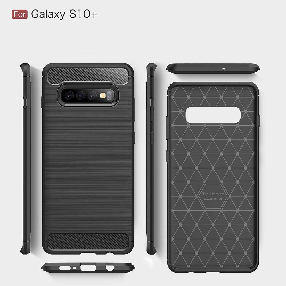 Husa de protectie Techsuit Carbon Silicone compatibil cu Samsung Galaxy S10 Plus, Negru