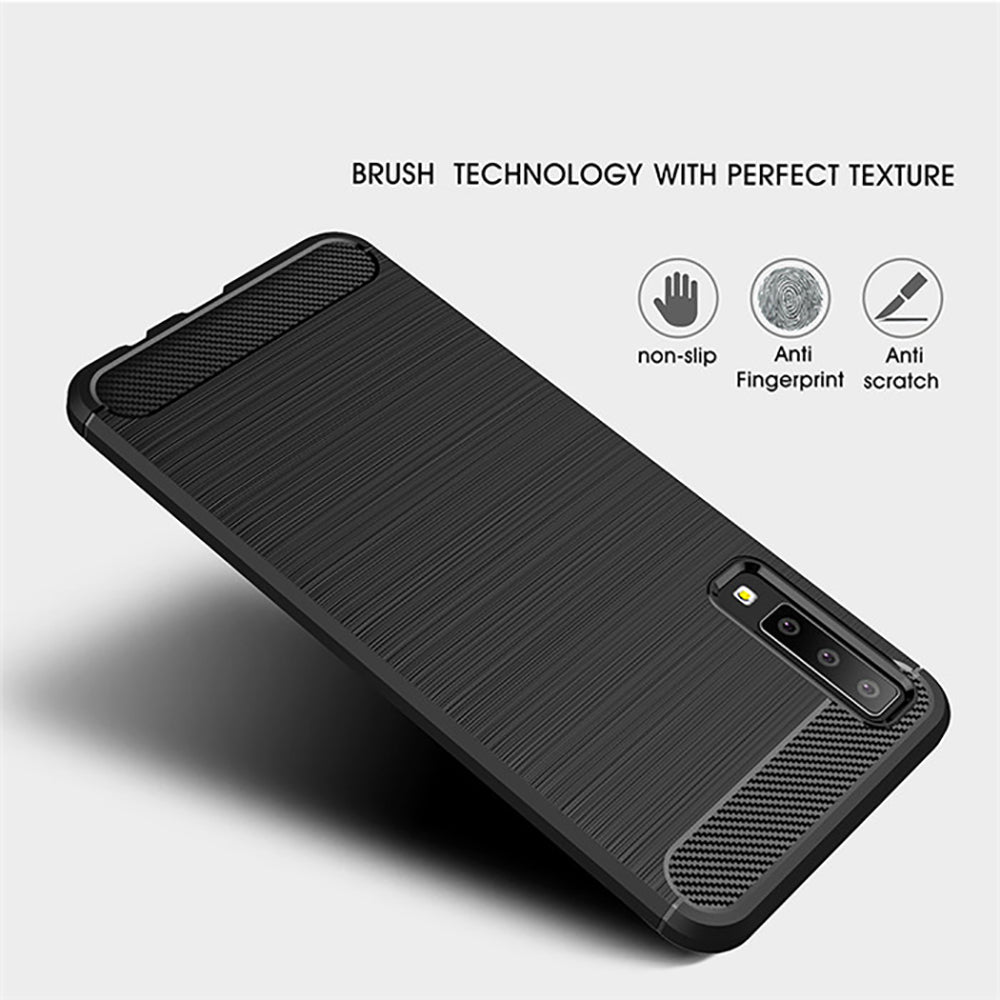 Husa de protectie Techsuit Carbon Silicone compatibil cu Samsung Galaxy A7 2018, Negru