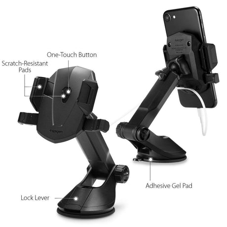 Suport Spigen TS35 (000CG20917), Automatic Lock for Dashboard, Windshield, Negru