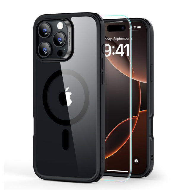 Folie de protectie ESR Classic Hybrid HaloLock compatibil cu iPhone 16 Pro Max, Transparent / Black