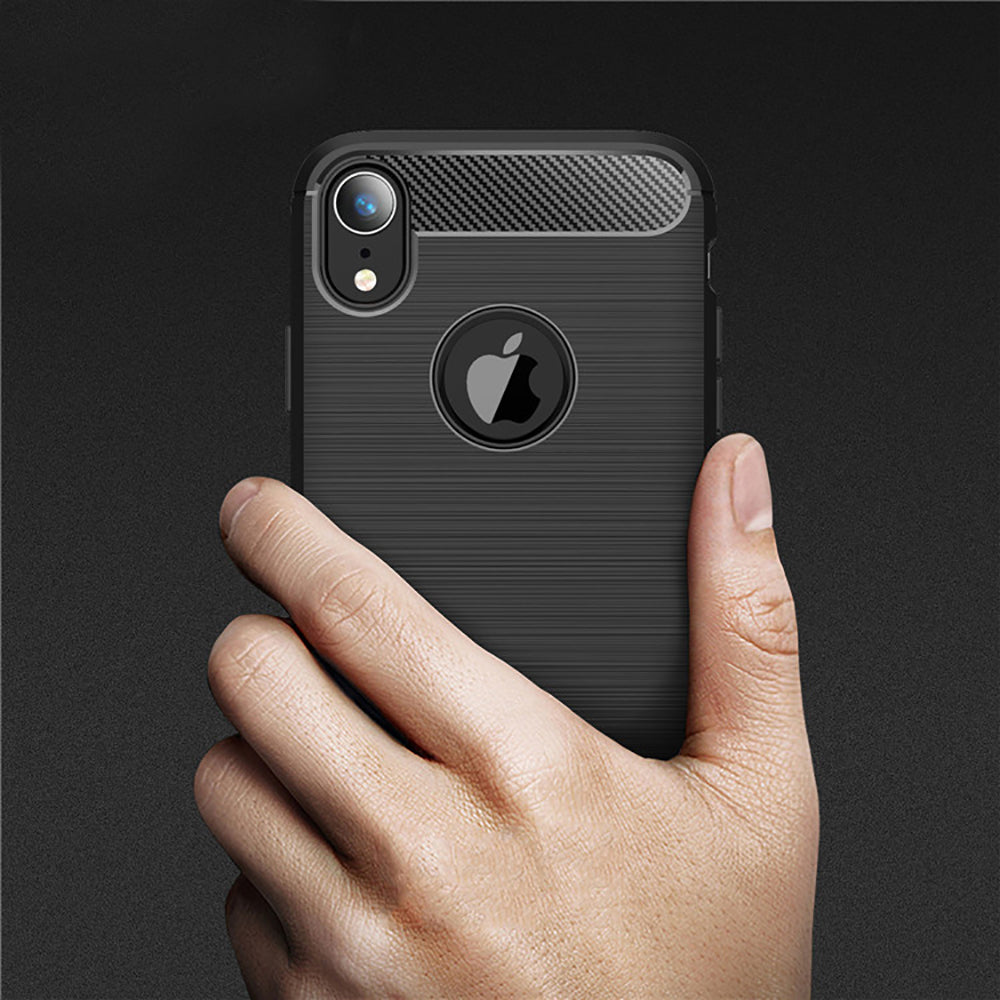 Husa de protectie Techsuit Carbon Silicone compatibil cu iPhone XR, Negru