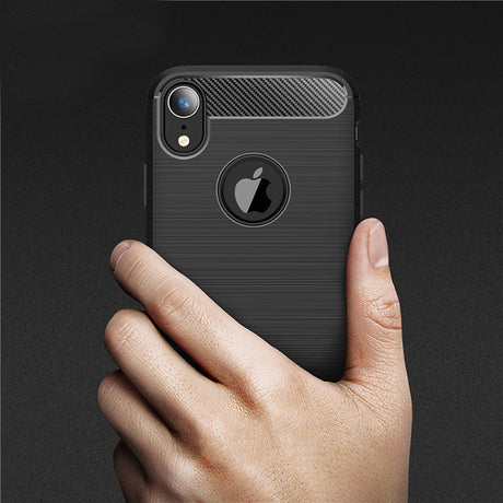 Husa de protectie Techsuit Carbon Silicone compatibil cu iPhone XR, Negru