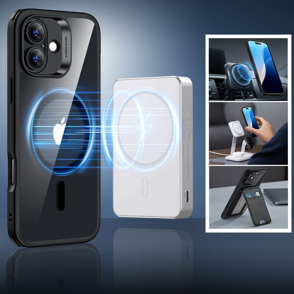 Folie de protectie ESR Classic Hybrid HaloLock compatibil cu iPhone 16 Plus, Transparent / Black