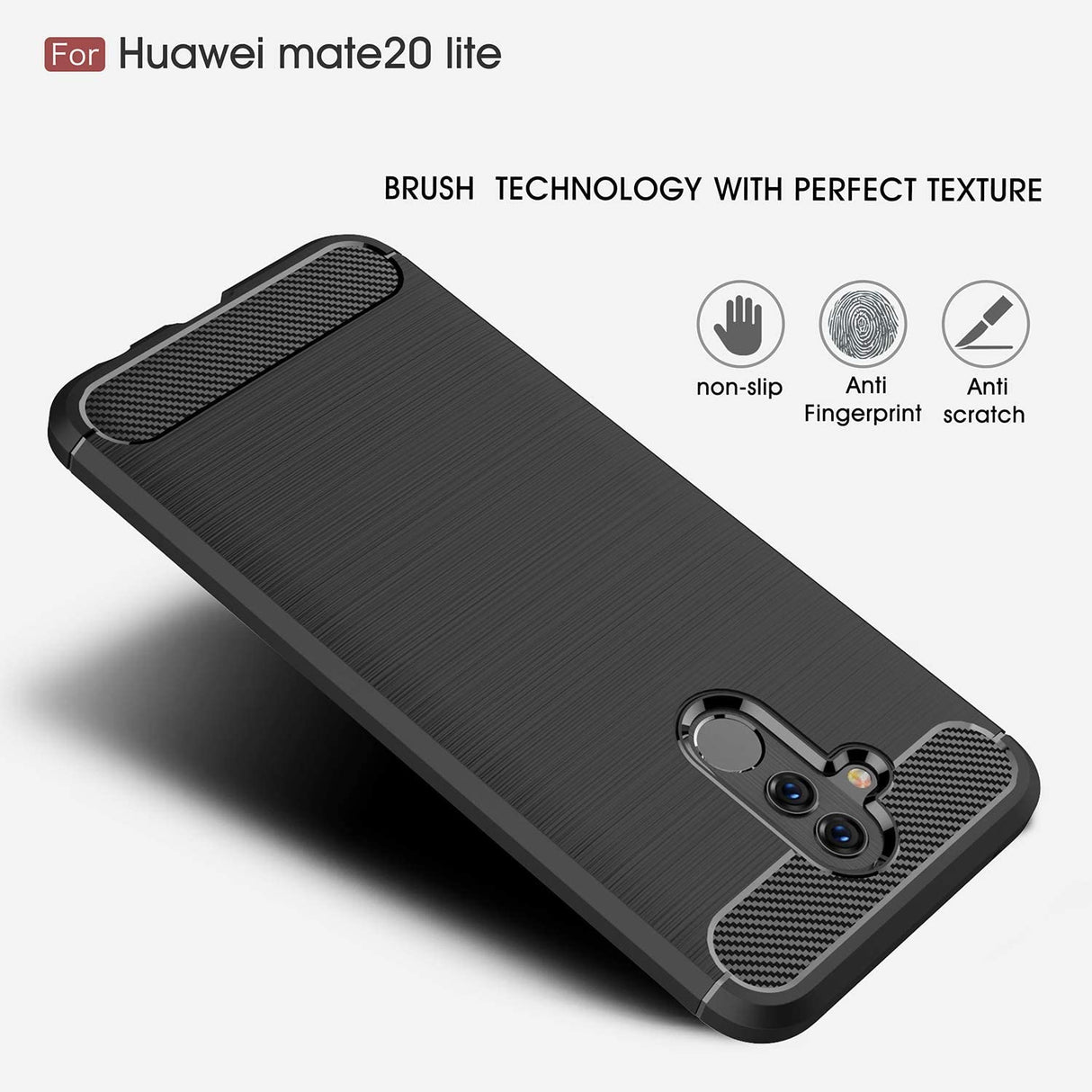 Husa de protectie Techsuit Carbon Silicone compatibil cu Huawei Mate 20 lite, Negru