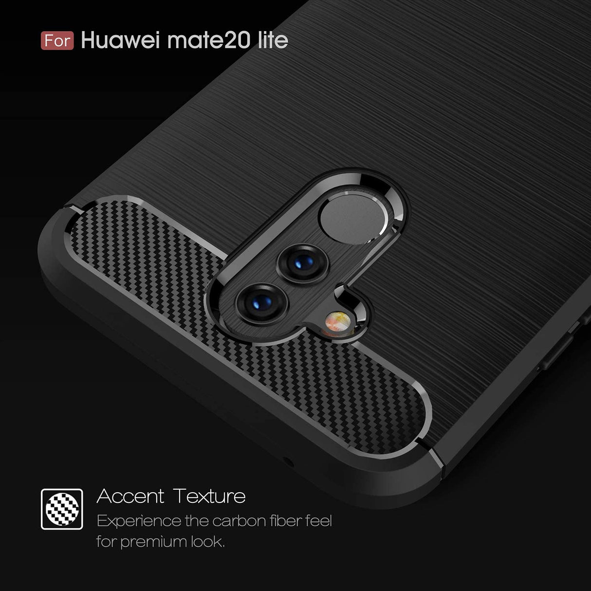 Husa de protectie Techsuit Carbon Silicone compatibil cu Huawei Mate 20 lite, Negru