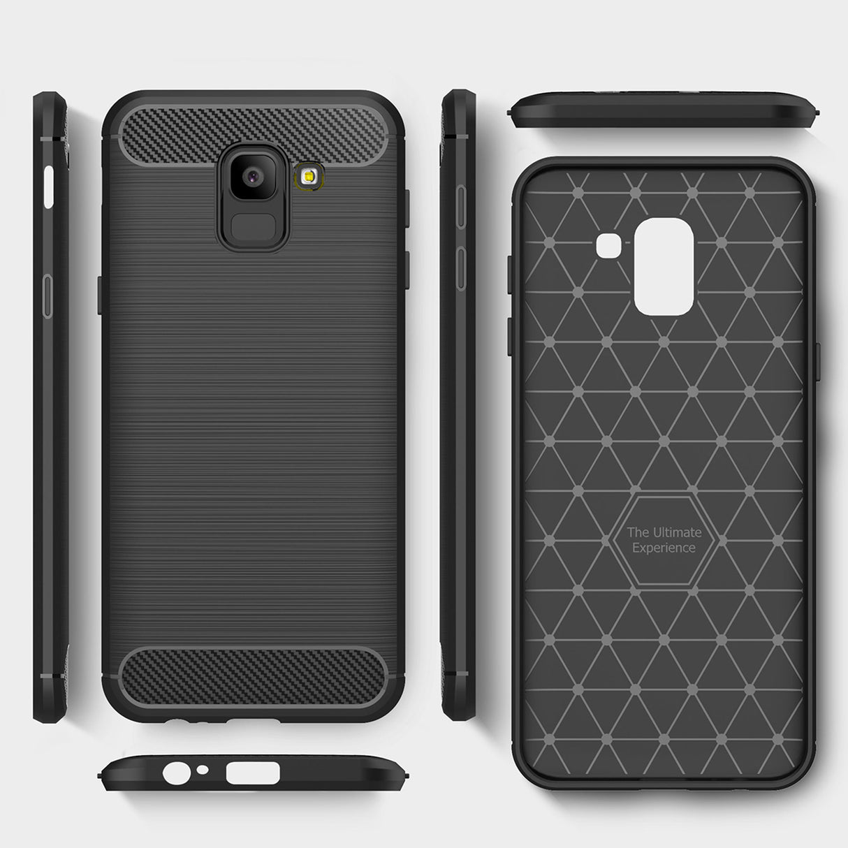 Husa de protectie Techsuit Carbon Silicone compatibil cu Samsung Galaxy J6 2018, Negru