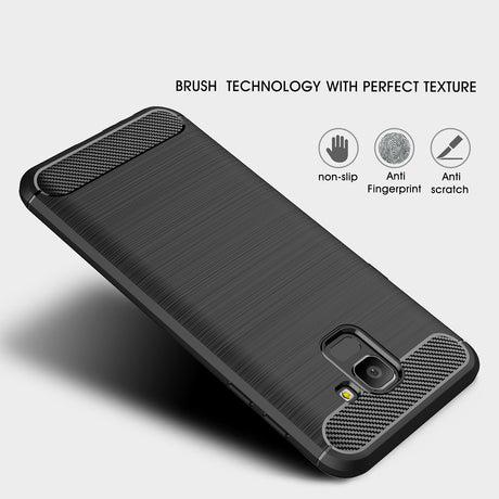 Husa de protectie Techsuit Carbon Silicone compatibil cu Samsung Galaxy J6 2018, Negru